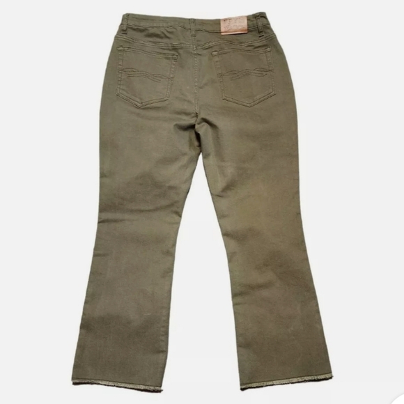 Frye & Co. Olive Green Bootcut Flare Raw Hem Stretch Button Fly Pants Sz 22W NWT - Picture 6 of 7